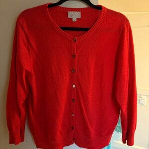 3/4 length cashmere tomato red cardigan